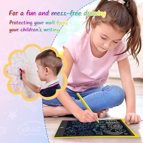 TECJOE 2 Pack LCD Writing Tablet, 10 Inch Colorful Doodle Board for Kids, Electronic Drawing Tablet Drawing Pads,Kids Travel Games Activity for Learning,Gifts for 3–6-Year-Old (Dark Blue and Yellow) — view 5