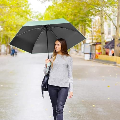 Sykerout Travel Umbrella - Compact, Lightweight, Windproof, UV Protection, with Capsule Case, Perfect for Women's Handbags(Mint Green) — view 5