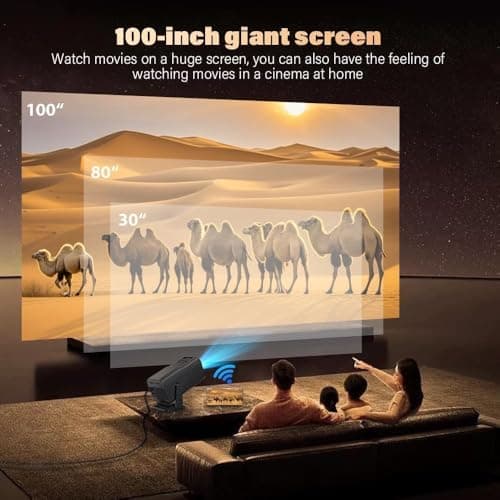 Projector with WIFI6 and Bluetooth, 4K 1080P Support with Android TV 11.0, Mini Portable Projector 180° Rotatable Movie Projector,Auto Keystone Compatible for Laptop, PC, Smartphone (Black) — view 5