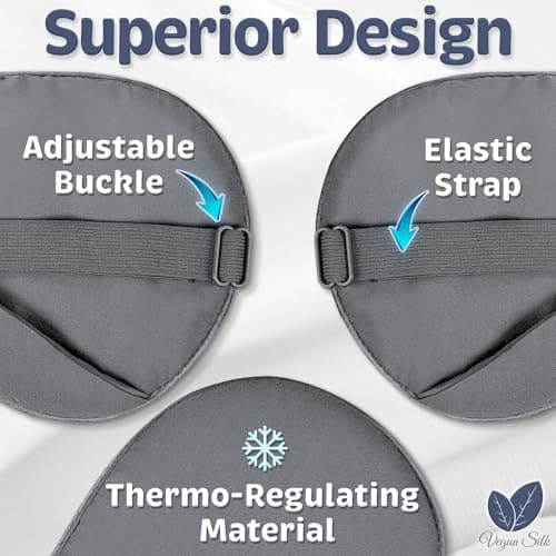 Vegan Silk - Sleep Mask - Dark Gray, 100% Viscose Derived from Bamboo - Lightweight Eye Mask with Adjustable Strap - Blackout Sleeping Blindfold for Women & Men - Comfortable Light Blocking Eye Cover — view 3