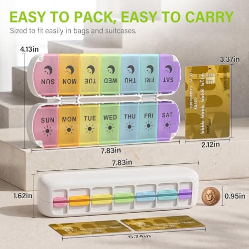 mossime Weekly Pill Organiser 2 Times a Day with Magnetic Closure, Rainbow — view 6