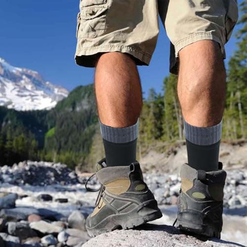 JiaYouLC Unisex Mid Calf Waterproof Socks Stretchy Mens Water Proof Socks for Hiking Cycling Running Sport Jogging Mountain Climbing (UK, Numeric, 6, 8, Regular, Regular, Black) — view 3