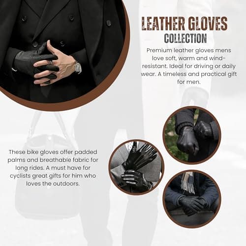 Touchscreen Thermal Leather Gloves Waterproof Winter Gloves (Black, S/M) — view 5