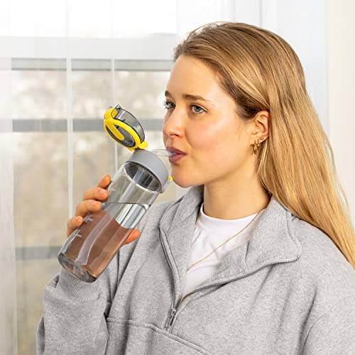 BOZ BPA Free Plastic Water Bottle with Straw Lid, 600mL / 20oz (Black) — view 6