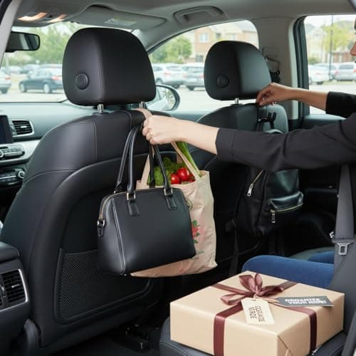 CBMZHF 4Pack Car Headrest Hooks - Adjustable Back Seat Organizer for SUV & Vehicles, Holds Purses, Grocery Bags, Umbrellas (Black) — view 3