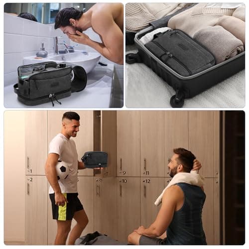 ZOMFELT Travel Toiletry Bag for Men, Canvas Wash Bag with Double Layer — view 6