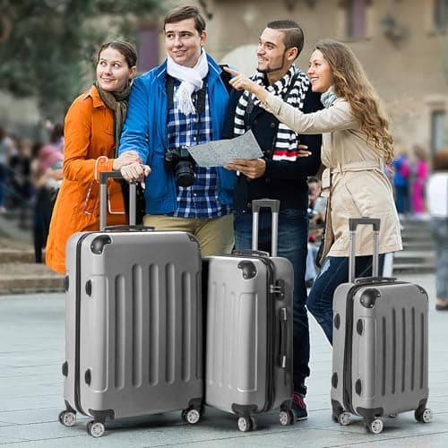 Karl home Lightweight Suitcase Set ABS Hard Shell Luggage, 3-Piece Silver — view 2
