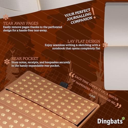 Dingbats* Wildlife Plain Journal Notebook A5 - Vegan Leather Hardcover - Ideal for Work, Travel, Writing - with Pocket, Elastic Closure & Bookmark — view 6