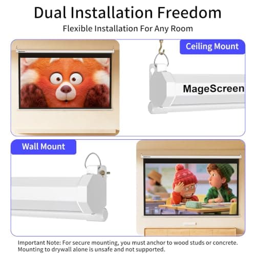 MageScreen 120 Inch 16:9 Manual Pull Down Projector Screen HD 4K — view 2