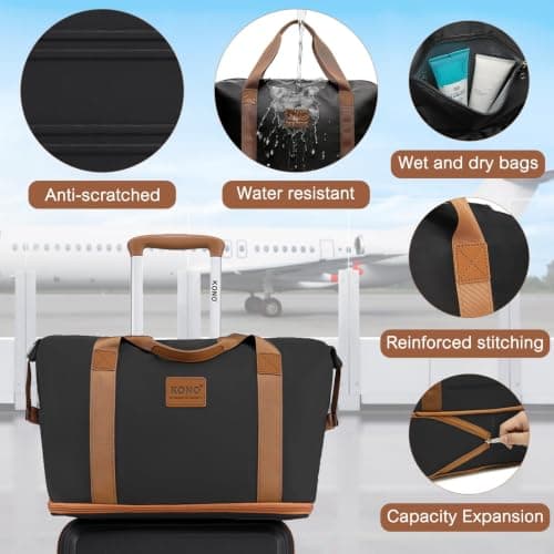 Kono 4 Piece Luggage Set ABS+PC Hard Shell Carry-On Cabin Suitcase,Black — view 4