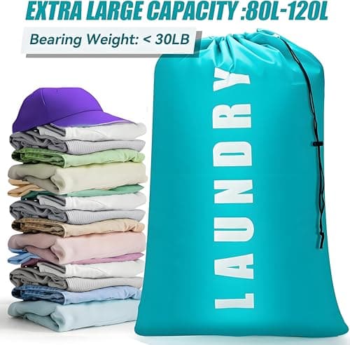 2 Pack Large Laundry Bags,24"" x 36"" Portable Travel Laundry Bag with Drawstring Cord,Travels Laundry Bags for Dirty Clothes, Ideal for Travel, Home, Dormitory — view 5