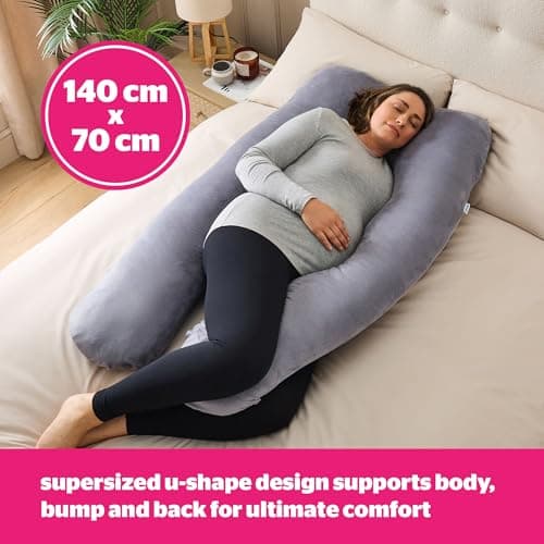 Silentnight U Shaped Pregnancy Pillow - Maternity Full Body Support Pillow for Back Neck Hip Knee Bump Support - Removable Machine Washable Cover - 140x70cm — view 2