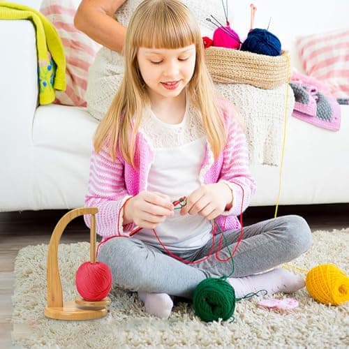 Magnetic Yarn Ball Holder, Wooden Yarn Spinner, Revolving Wool Ball Holder Magnetic Crochet Knitting Yarn Feeder, Portable Rotating Yarn Dispenser, Yarn Stand Organizer for Crocheting Knitting Lovers — view 3