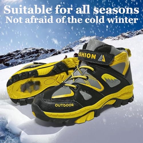 Unitysow Boys Trekking & Hiking Footwear Kids Walking Boots Waterproof Trainers Running Shoes Outdoor Camping Climbing Shoes Junior Sneakers,Yellow,6 UK — view 4