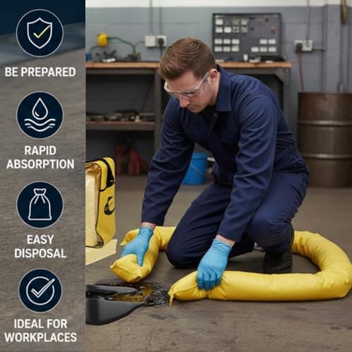 50L Chemical Emergency Spill Kit Grab Bag - Fast Acting Absorbent Pads and Mini Booms for Oil Fuel Chemicals and Hazardous Liquids - Industrial Cleanup for Workshops Garages Laboratories and Vehicles — view 5