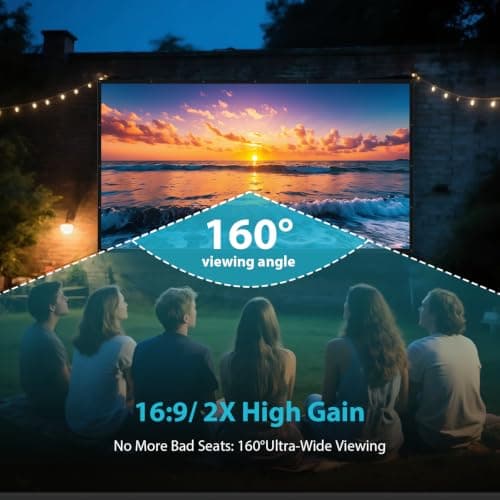 LEORFI 60 Inch Projector Screen with Black Backing, Portable Movie Screen — view 3