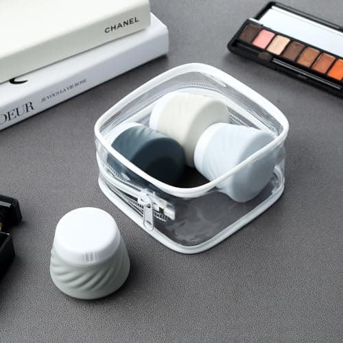 Gemice TSA Approved Travel Containers for Toiletries, 4 Pack Silicone Cream Jars with Convenient Toiletry Bag, Leak-proof Wide Mouth Travel-Size Toiletries Containers with Lid for Cosmetic Cream — view 6