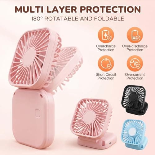 dididudi 3 Pack Mini Handheld Fan USB Rechargeable Mini Portable Fan with 3 Speeds Lightweight Pocket-Size Cooling Desk Fan for Travel Makeup Summer for Kids Family School Office Outdoor Camping — view 3