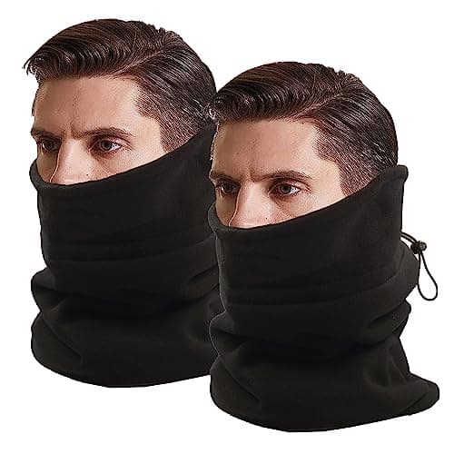 Heatwave Pack of 2 Mens Fleece Snood Neck Warmer Breathable Neck Gaiter Snoods with Adjustable Drawstring Winter Windproof Face Scarf Headwear for Skiing Running Cycling — view 2