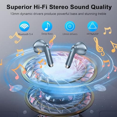 Drsaec Wireless Earbuds, NEW Wireless Headphones with 4 ENC Mic Dark Grey — view 3