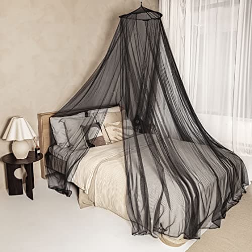 Black Mosquito Net for Queen to King-Size Beds – 2-Opening Bed Canopy