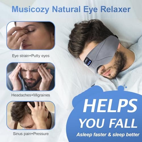 MUSICOZY Breathable Sleep Mask Headphones for Hot Sleepers, 100% Blackout — view 6
