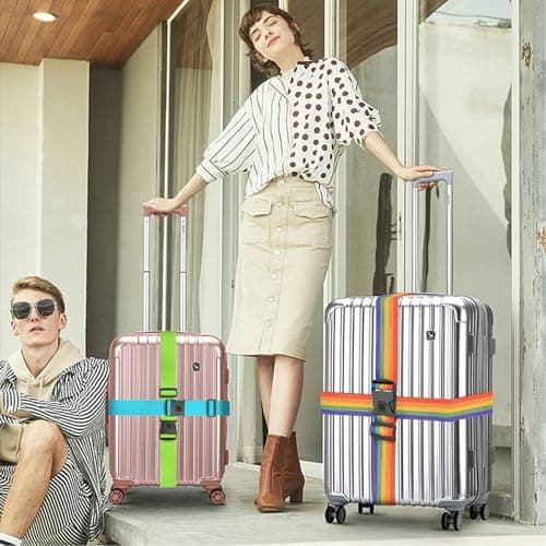 BILIONE 4 Pcs Luggage Straps for Suitcases Strap Lockable Suitcase Belts — view 2