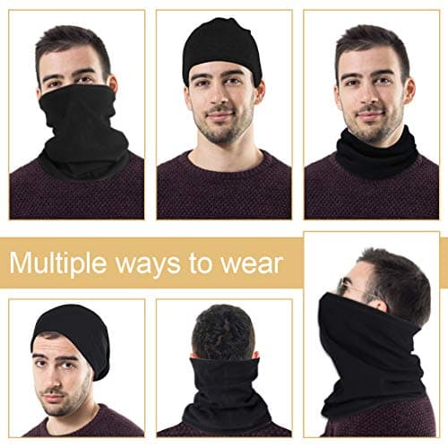 HEGCOIIE 2 Pack Winter Neck Warmer Gaiter,Soft Fleece Windproof Face Scarf Bandana Cold Weather Face Covering Snood for Men & Women Outdoor Sports Skiing Cycling — view 5