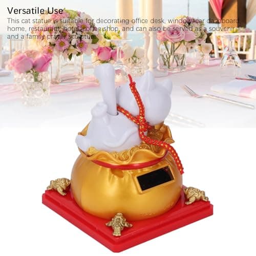Phefop Solar Powered Lucky Cat Waving Arm (Gold) — view 3