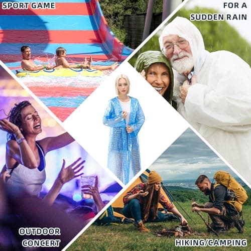 TonJin 1 Pack Rain Ponchos for Adults Reusable, New upgraded Thickened EVA Travel Raincoat Jacket with Hoods and Sleeves, 3D Blue Waterproof Capes Ponchos for Men Women Outdoor Hiking Camping — view 6