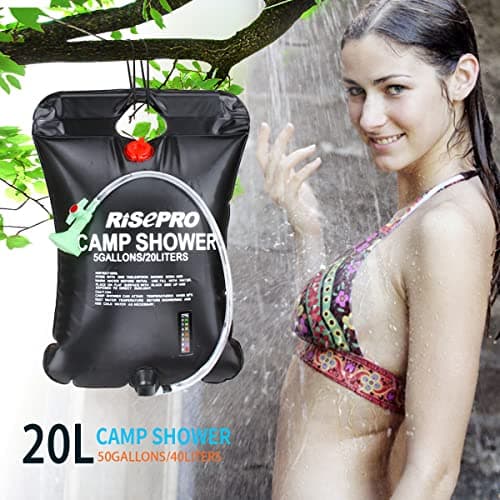 RISEPRO 5 gallons 20L Solar Shower Bag Heating Camping Shower Bag Temperature Indicator Hot Water Hiking Climbing — view 5