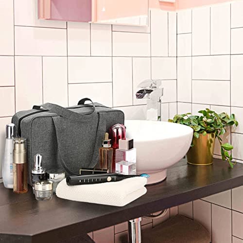 IGNPION Men Large Travel Toiletry Bag Women Waterproof Full Size Wash Bag Dopp Kit Shaving Organizer Bag Make UP Cosmetic Bag Swimming Gym Bag for Toiletries Accessories (Grey) — view 2
