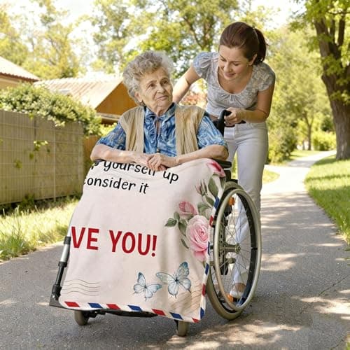 twirush Gifts for Grandma, 60 × 50 in Grandma Gifts from Grandchildren, Unique Design Blanket for Granny on Birthday, Cozy Floral Print Flannel Throw Blankets, Pink — view 6