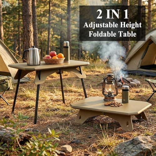 Mingfuxin Outdoor Foldable Camping Table, Portable Lightweight Picnic Table with Height Adjustable Legs Collapsible & Carry Bag Dining Table for Kitchen Garden Beach Fishing BBQ Indoor Outdoor — view 4