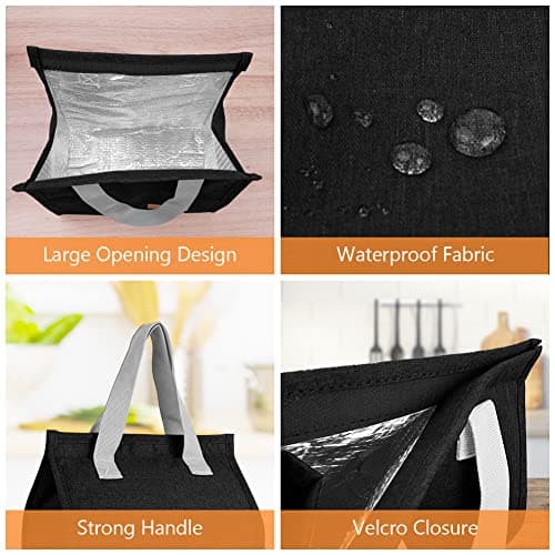 Vicloon Lunch Bags for Women Men, Portable Lunch Box Bag, Insulated Cooler Bag Thermal Leak-Proof Lunch Organizer, Thermal Cooler Bag for Work Outdoor School Travel (Black) — view 4