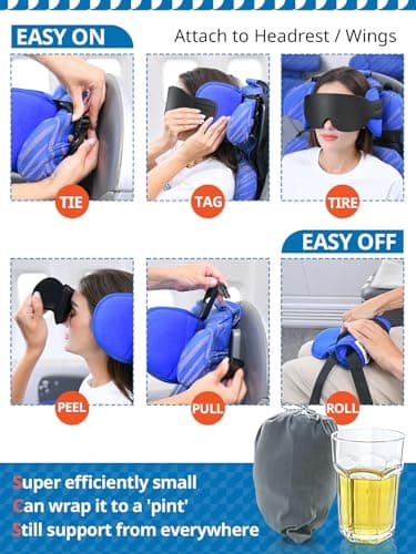 SARISUN Travel Pillows for Airplanes, Stable Head Support, Travel Essential — view 6