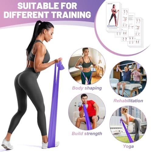 Resistance Bands Set, 1.5M/4.9ft Exercise Bands with 5 Resistance Levels, Long Stretch Bands for Men & Women, Workout Resistance Bands for Yoga Gym Pilates Fitness Strength Training Muscle Building — view 4