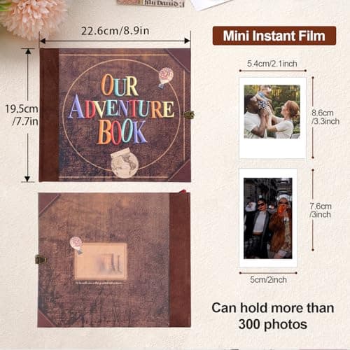 Our Adventure Book 146 Pages,With Vintage Locks Photo Album Scrapbook,3d Embossed Cover Design,Travel Scrapbook With Gift Box For Anniversary Wedding Holiday Valentines Day Birthday — view 2