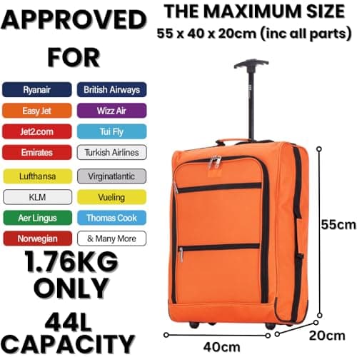 ATX Luggage 55x40x20 Backpack Suitcase 2-in-1 Ryanair Approved Cabin Luggage | Travel Bag & Wheeled Carry-On | Lightweight | 1.76kg, 44L | Black — view 5