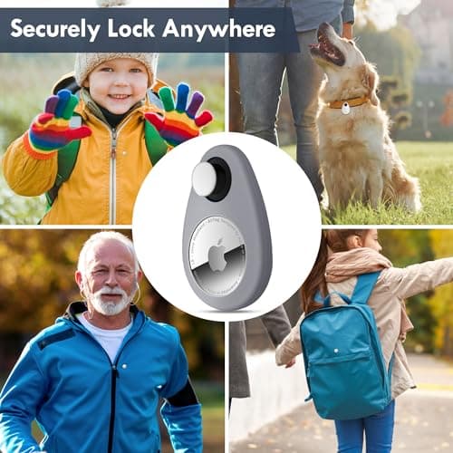 Lulaven for Airtag Holder for Kids Hidden 2 Pack GPS Tracker Case, Anti-Removal for Airtag Silicone Case with Pins, Suitable for Children, Elderly, Pets, Backpack, Luggage(Grey, Pink) — view 3