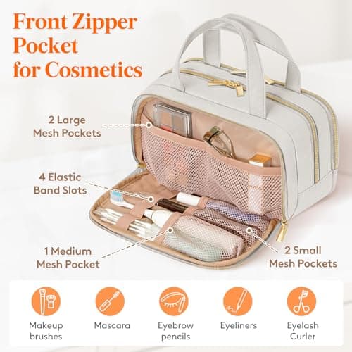Lifewit Toiletry Bag for Women, Travel Wash Bag, Grey, Medium — view 4