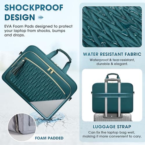 RAINSMORE 17.3 Inch Laptop Bag for Women Work Bag Large Briefcase — view 5