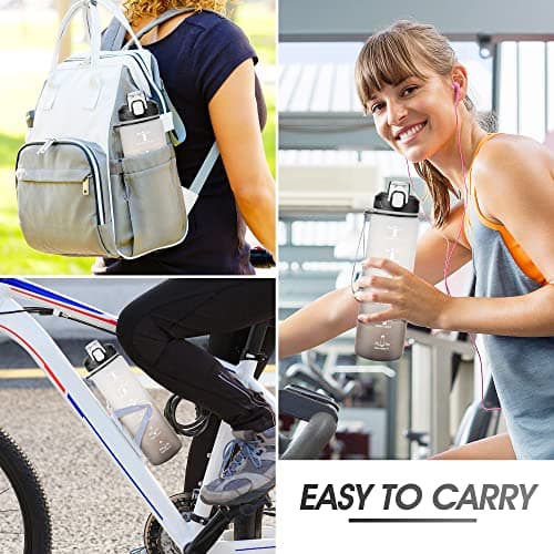 YC Kitchen Water Bottle with Time Marker - 1L Water Bottles with Straw, air up water bottle Leakproof & BPA Free Sports Water Bottle with Carry Strap for Fitness,Gym,and Outdoor Sports — view 6