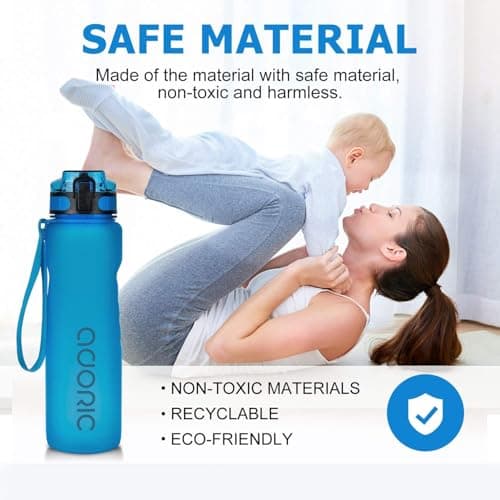 ADORIC Sports Water Bottle 1L, BPA Free Tritan Leak Proof Gym Bottle, Blue — view 5