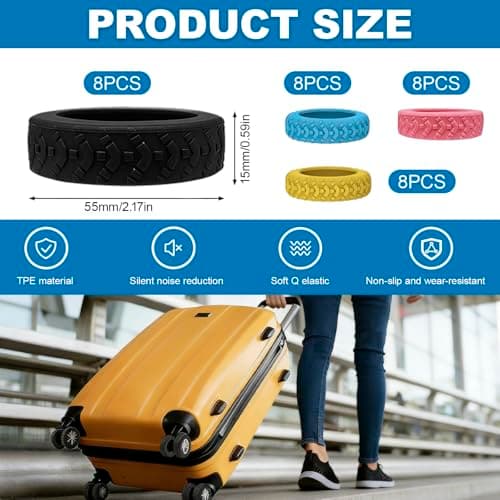 Wihozte Silicone Suitcase Wheel Covers, 32 Pcs Luggage Wheel Protector Covers for wheels is 5cm-6.5cm, Anti Scratch Luggage Wheel Protector for Suitcases Office Chairs Home Furniture — view 2