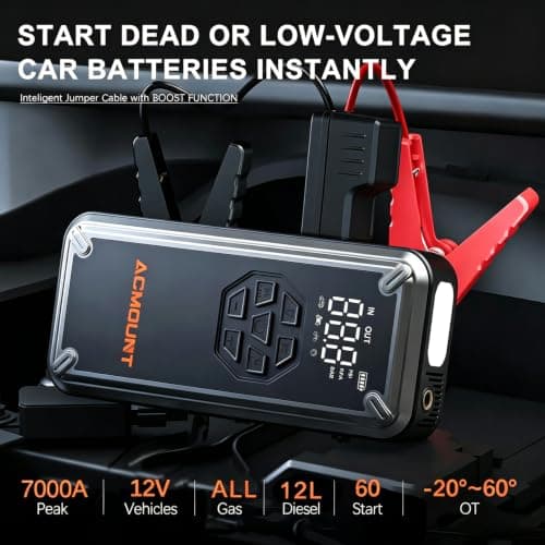 7000A Jump Starter Power Pack with Air Compressor 12V Car Battery Booster — view 2