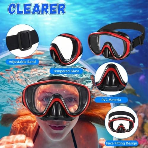Relaxweex 4 Pack Adult Swim Goggles with Nose Cover Snorkel Diving Mask Elastic Strap Scuba Mask Underwater Swimming Goggle(Black, Blue, Red, Yellow) — view 3