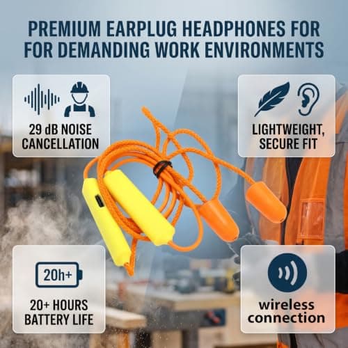 YUEHISY Ear Plugs Bluetooth Headphones for Work (Yellow) — view 5