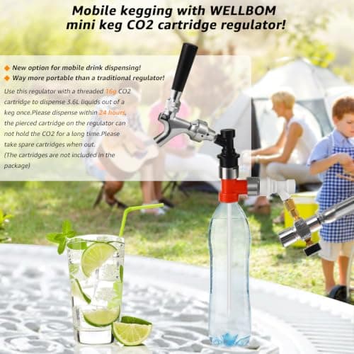 WELLBOM 0-60 PSI Mini Keg Regulator, Portable CO2 Charger Regulator — view 4