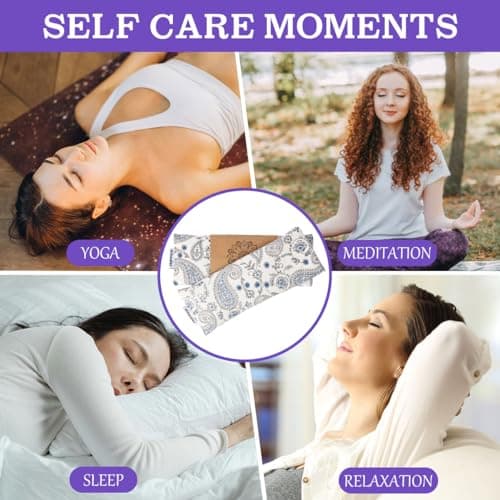 Hihealer Eye Pillow Yoga Meditation Accessories Lavender Aromatherapy Weighted Eye Mask for Sleeping, Yoga, Meditation, Self Care Relaxation Xmas Gifts for Women Mom (White * 2) — view 5